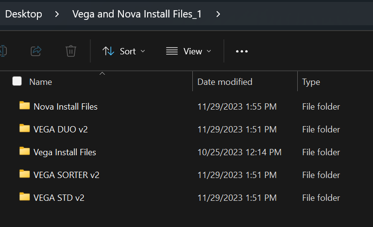 All folders and files in new software folder.