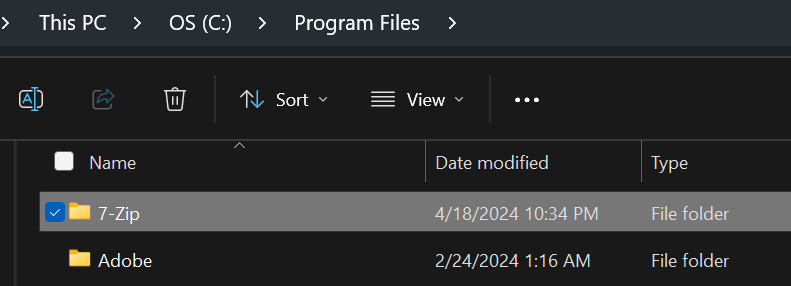 Program files folder.